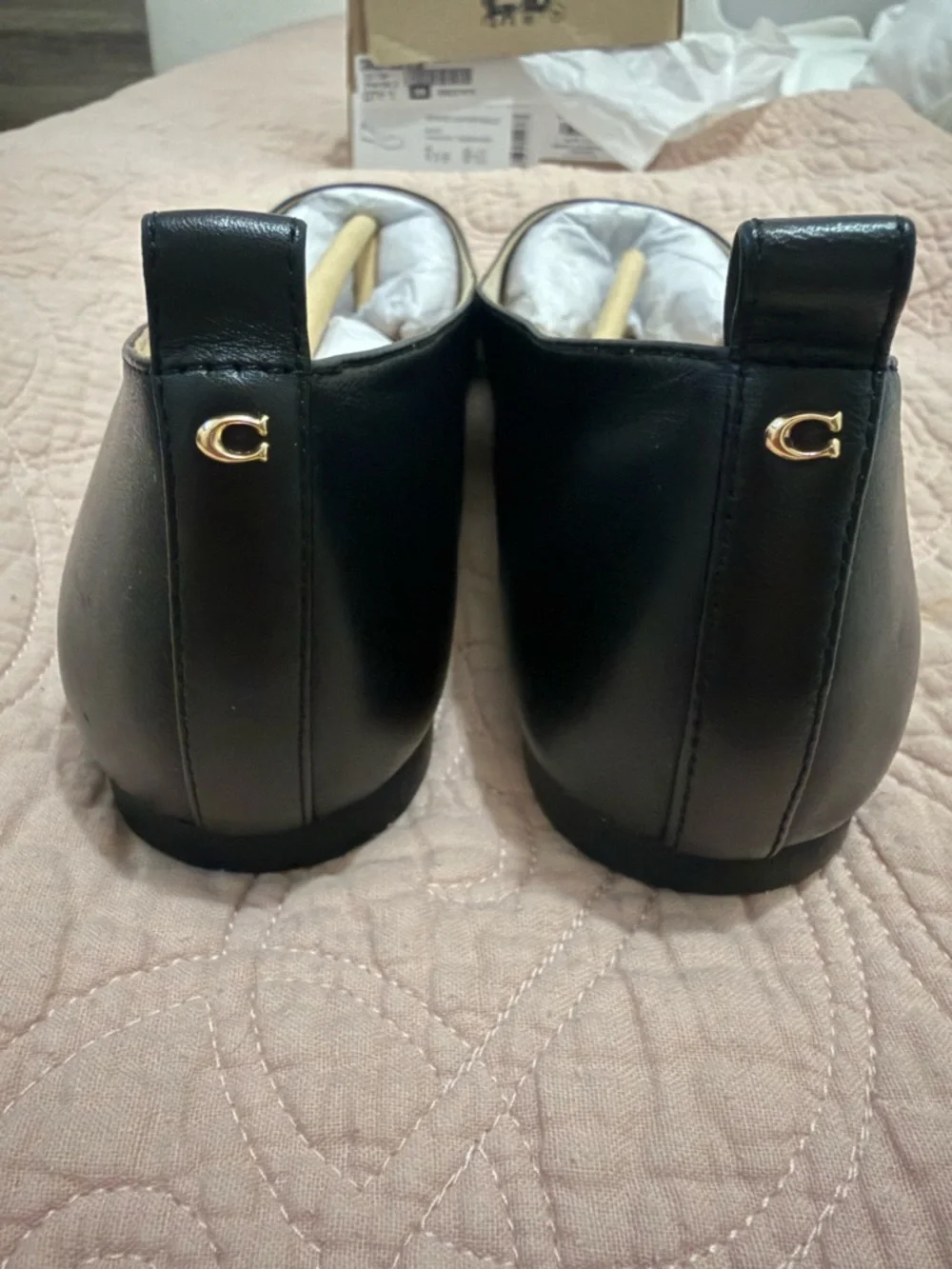 Coach Wendie Classic Black Leather Women's Ballet Flat - Picture 4 of 7